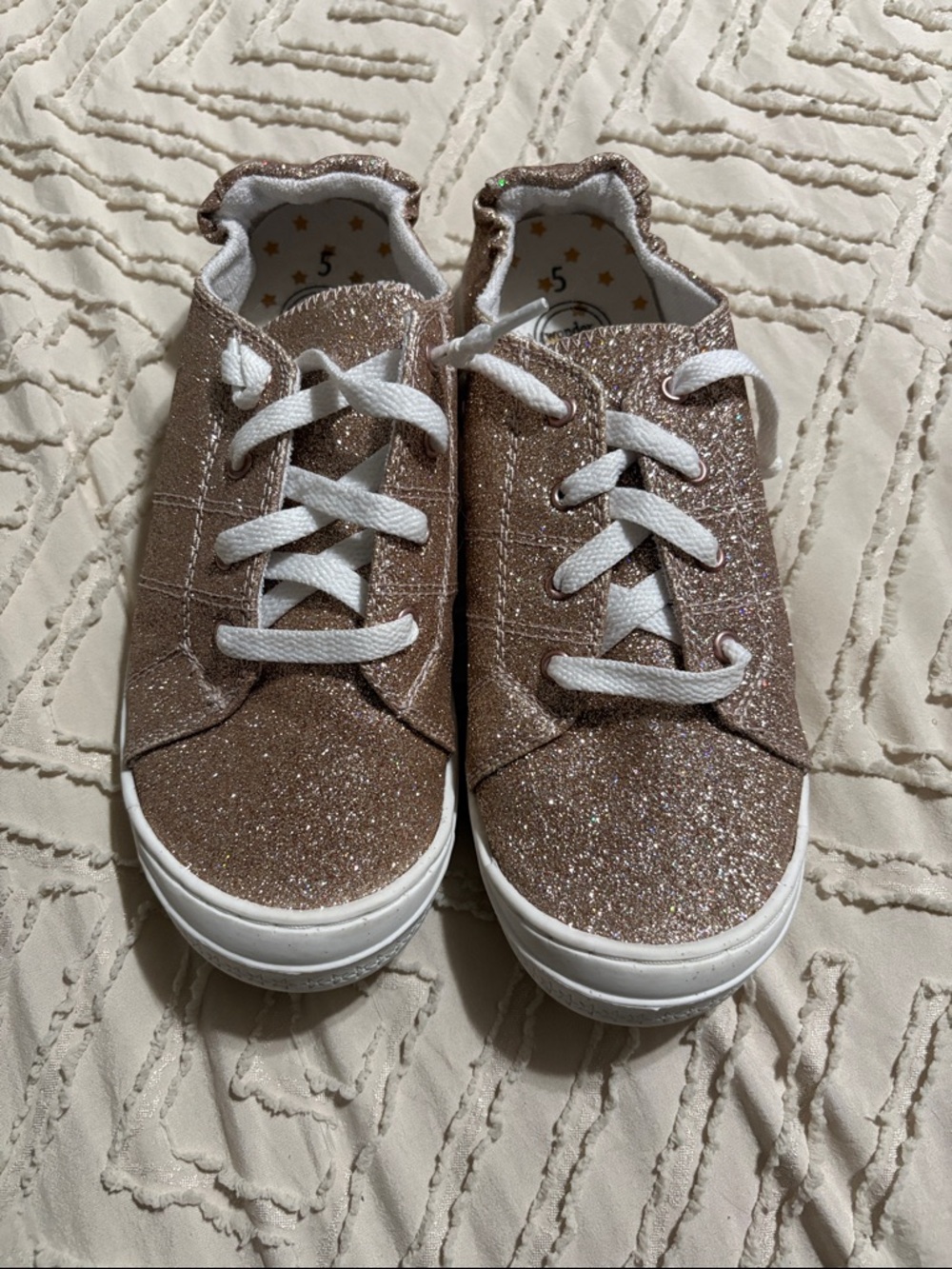 wonder nation Rose Gold Glitter Lace-Up Kids Sneakers